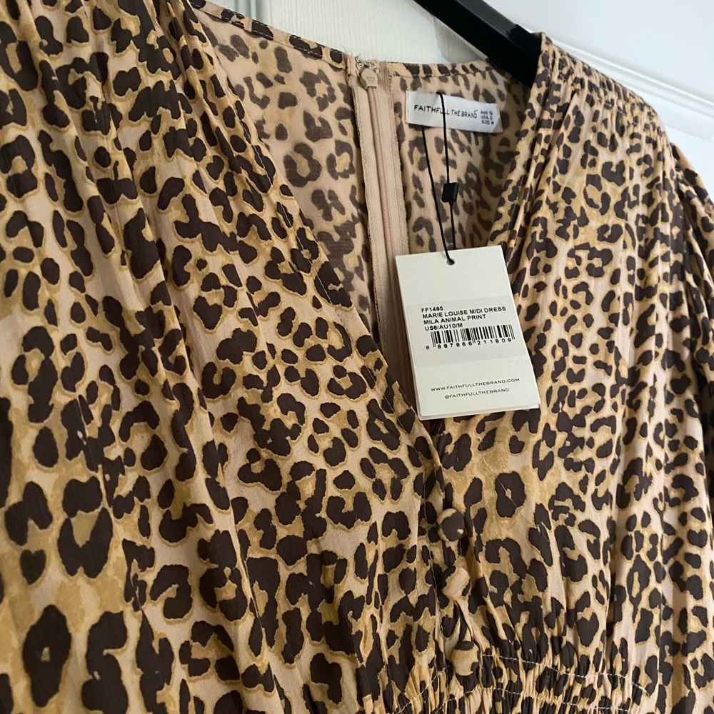 NEW — Faithfull the Brand ‘Marie Louise’ midi leopard dress sz 6